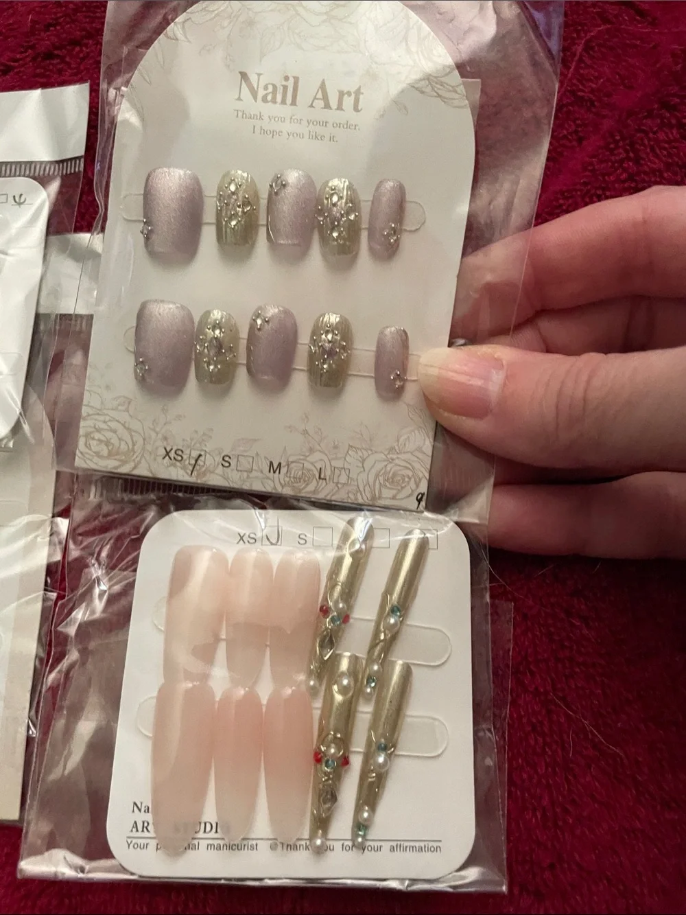 Assorted Pink and Neutral Press-On Nail Set - Women Accessories 5 sets lot XS